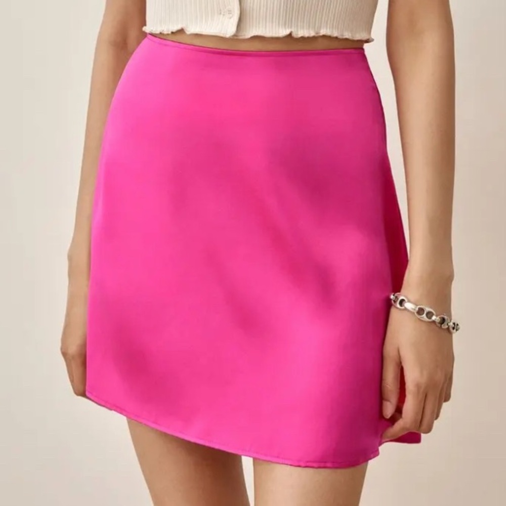 Reformation Benson Silk Skirt - Flambe